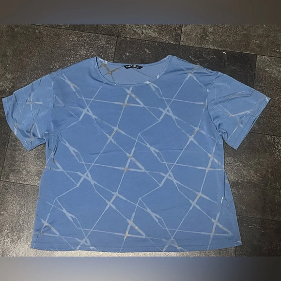 SHEIN Tops - PJ* SHEIN Blue Crop Top with See Through Lines
